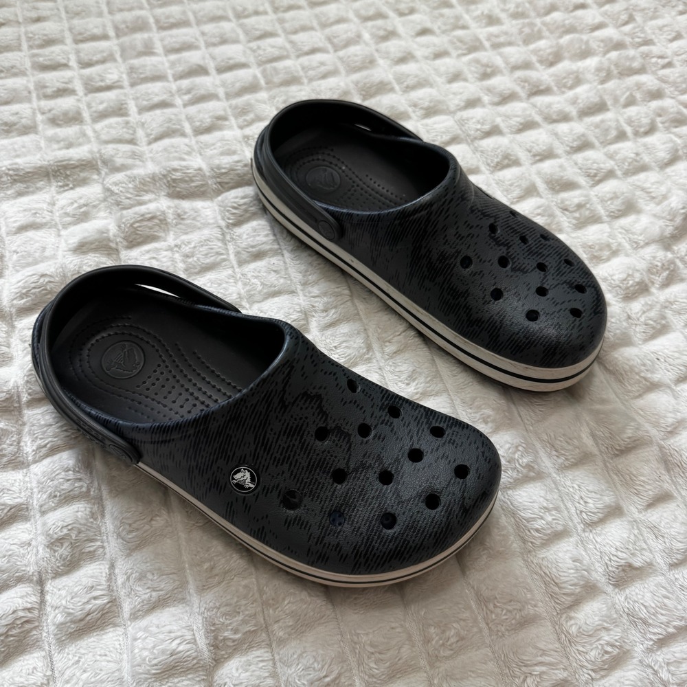 Crocs CrocBand Gray Camo Clogs Men's 9 Women's 11 Unisex Comfort Casual